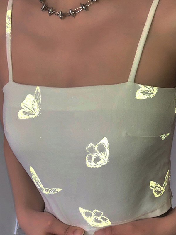 EMMIOL Reflective Butterfly Crop Cami Top