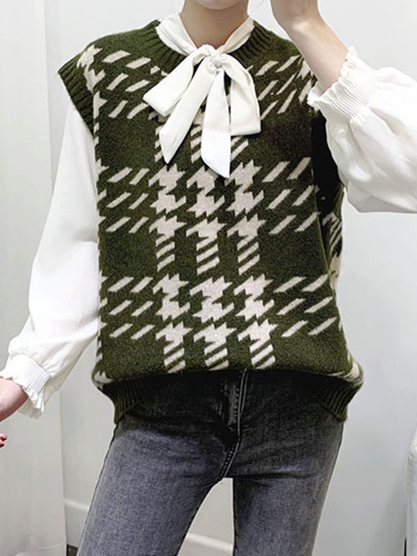 EMMIOL Chaleco suéter de pata de gallo