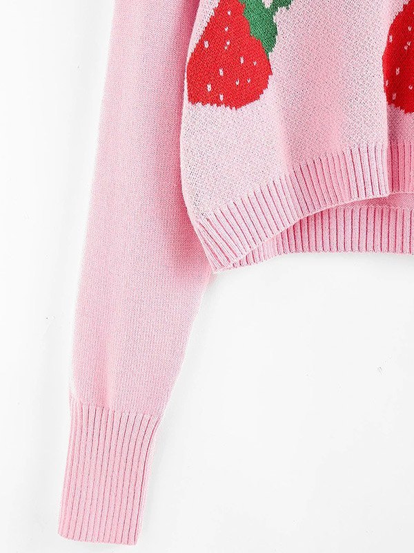 EMMIOL Suéter corto con estampado de fresa