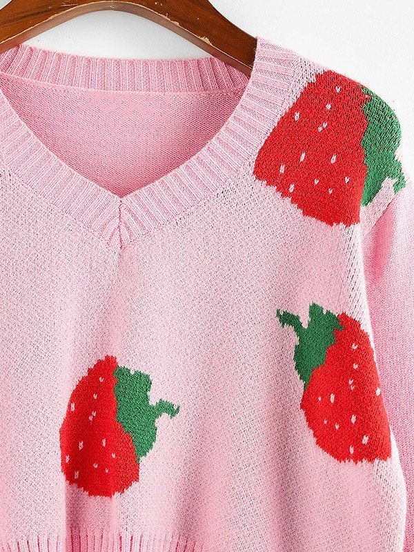 EMMIOL Suéter corto con estampado de fresa