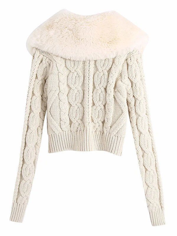 EMMIOL Cardigan con girocollo in pelliccia sintetica