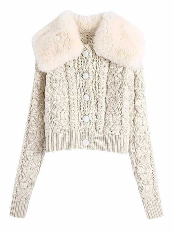 EMMIOL Cardigan con girocollo in pelliccia sintetica