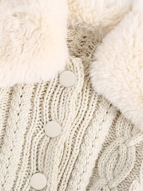 EMMIOL Cardigan con girocollo in pelliccia sintetica