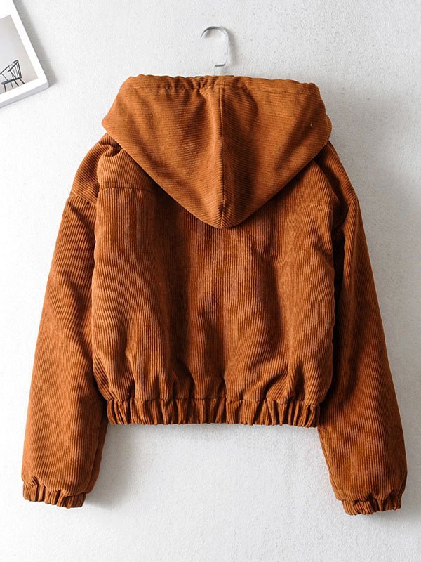 EMMIOL Chaqueta de pana con capucha y cremallera