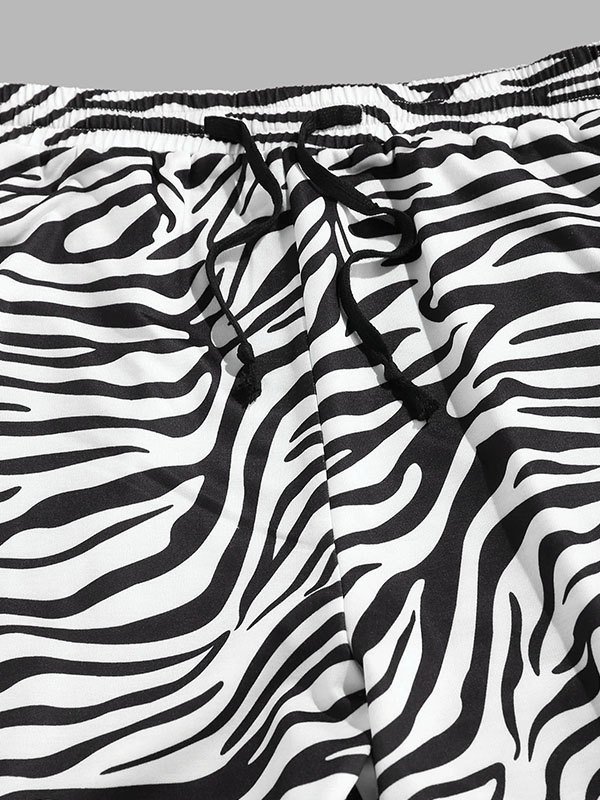 EMMIOL Pantalones jogger con estampado de cebra para hombre