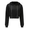 EMMIOL Sudadera corta con capucha sólida