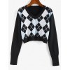 EMMIOL Argyle V Neck Crop Sweater