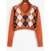 EMMIOL Argyle V Neck Crop Sweater