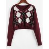 EMMIOL Argyle V Neck Crop Sweater