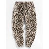 EMMIOL Pantalones de felpa con estampado de leopardo para hombre