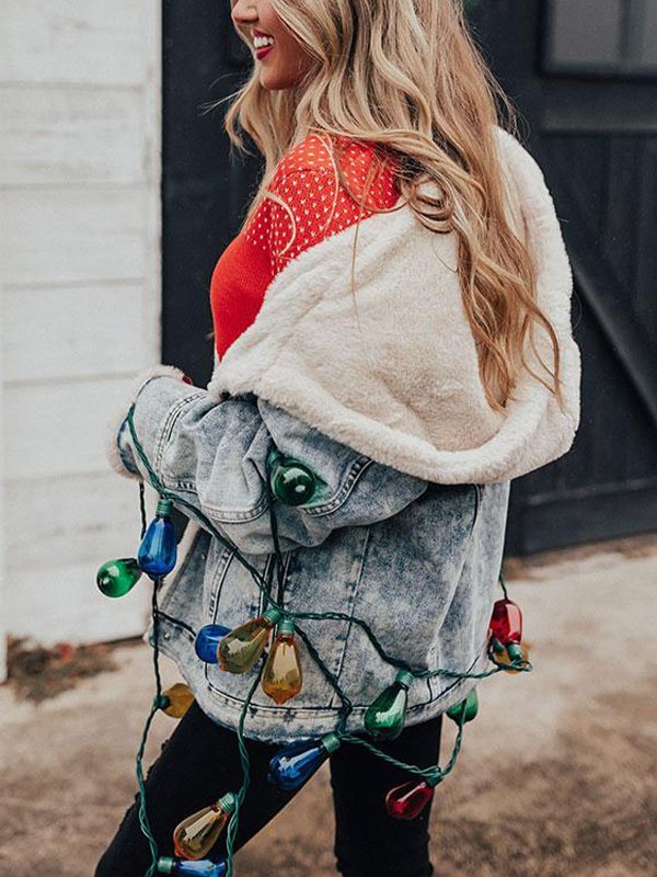 EMMIOL Jeansjacke mit Kunstpelzfutter