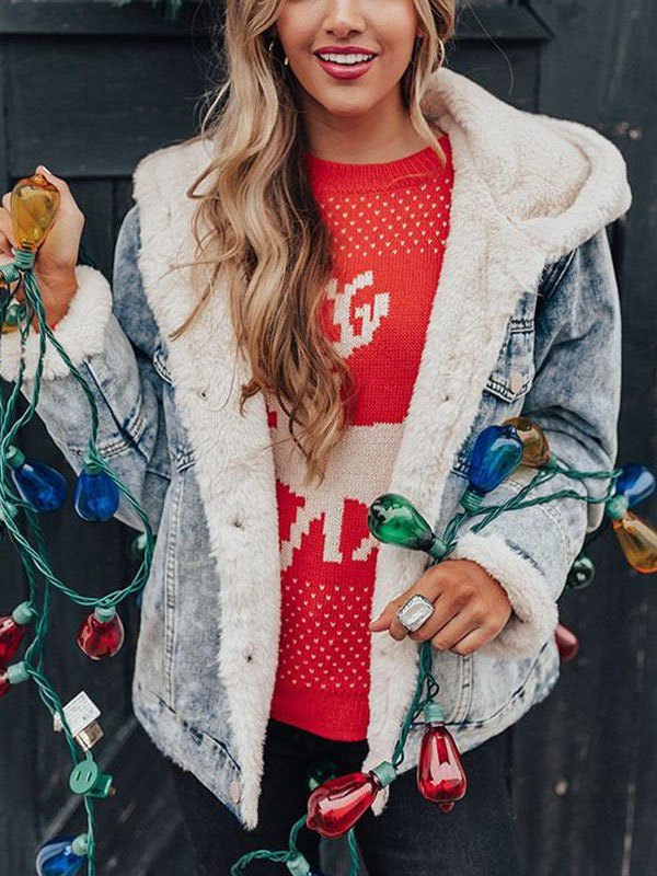 EMMIOL Jeansjacke mit Kunstpelzfutter