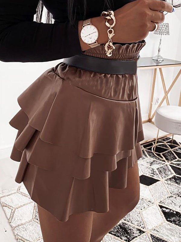 EMMIOL High Waist Ruffle Tiered Mini Skirt