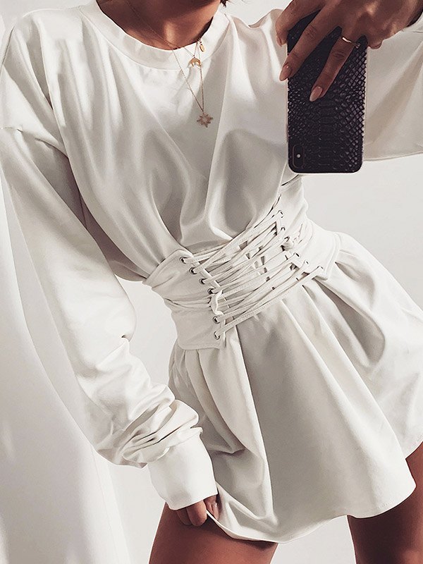 EMMIOL Korsett Langarm Kleid