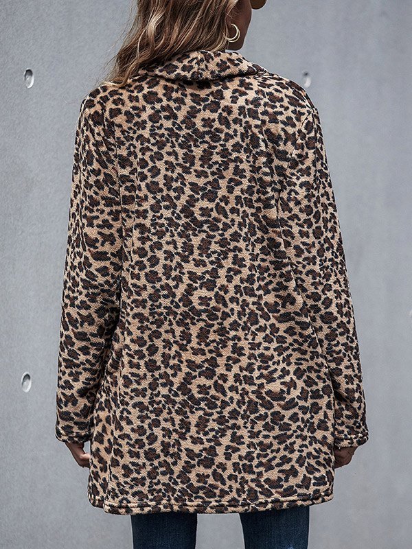 EMMIOL Abrigo largo difuso con estampado de leopardo