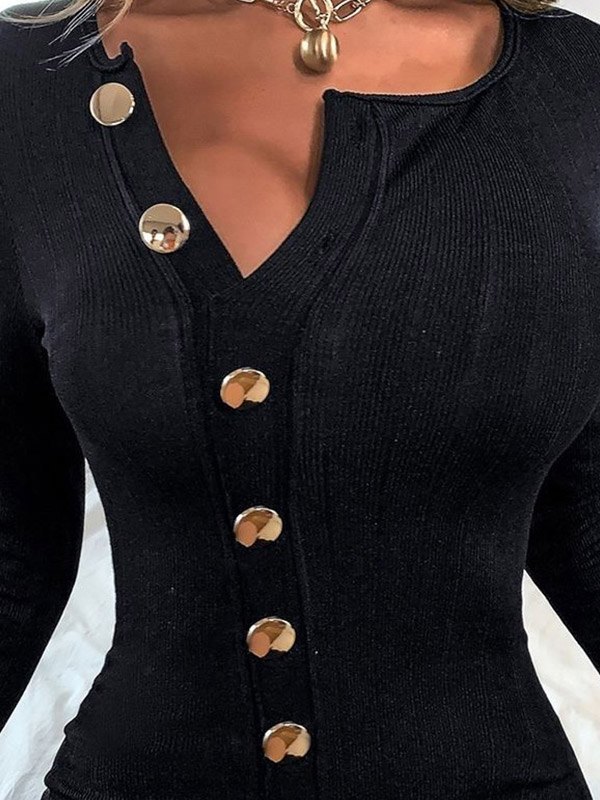 EMMIOL Vestido tipo jersey con abertura y botones