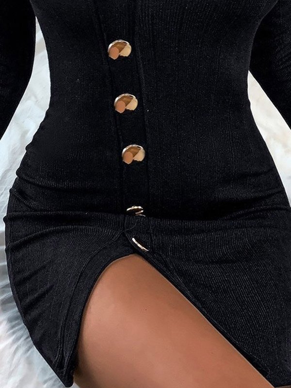 EMMIOL Vestido tipo jersey con abertura y botones