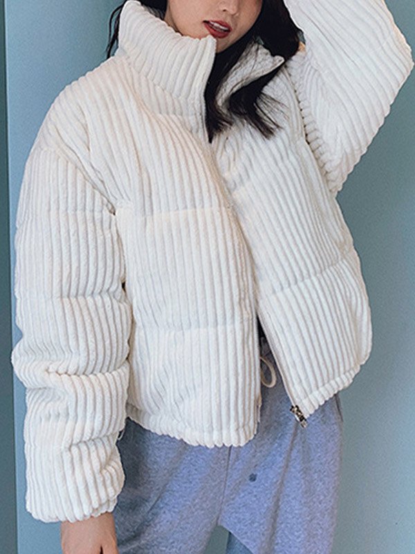EMMIOL Zip Up Corduroy Puffer Jacket