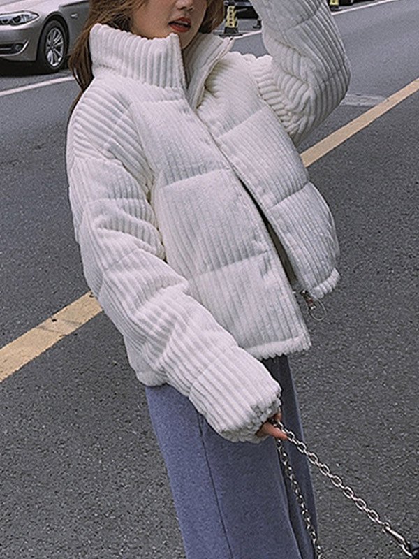 EMMIOL Zip Up Corduroy Puffer Jacket