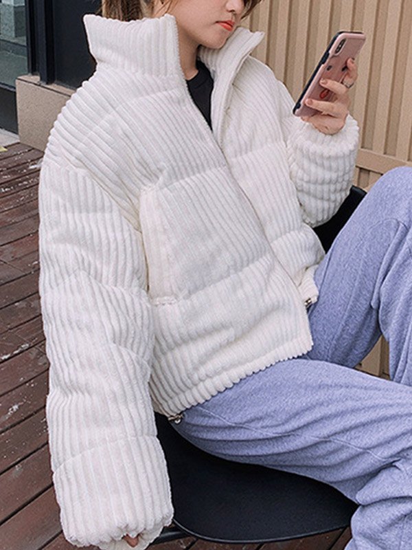 EMMIOL Zip Up Corduroy Puffer Jacket