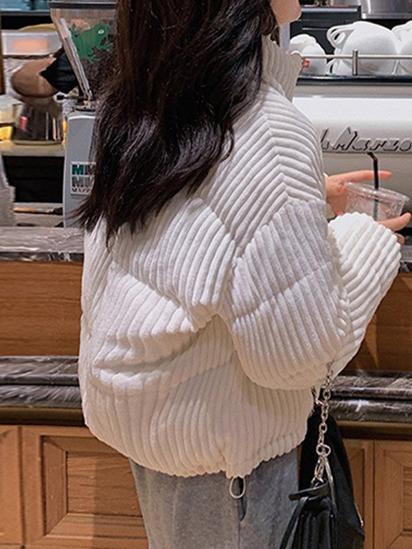 EMMIOL Zip Up Corduroy Puffer Jacket