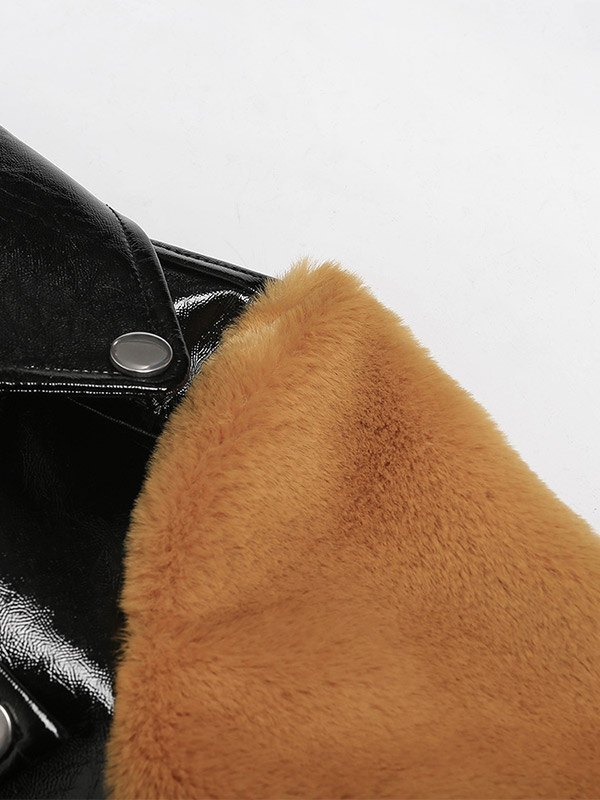 EMMIOL Chaqueta corta de cuero sintético con paneles difusos