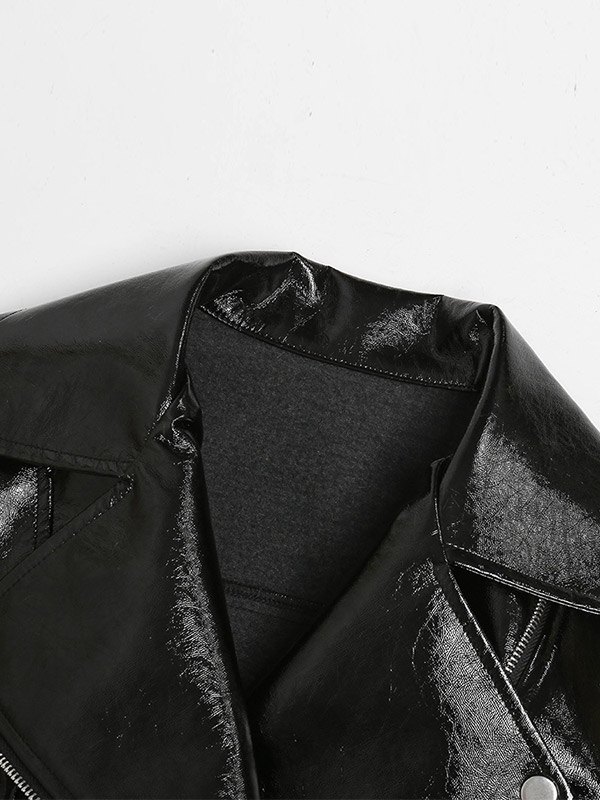 EMMIOL Chaqueta corta de cuero sintético con paneles difusos
