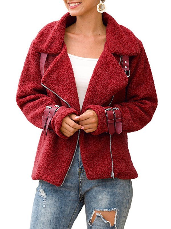 EMMIOL Chaqueta biker de felpa Teddy