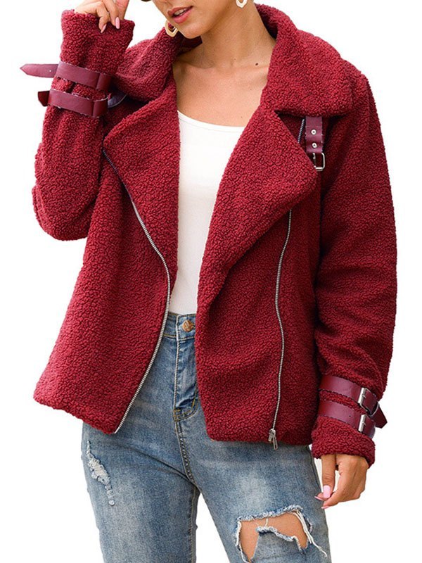 EMMIOL Chaqueta biker de felpa Teddy