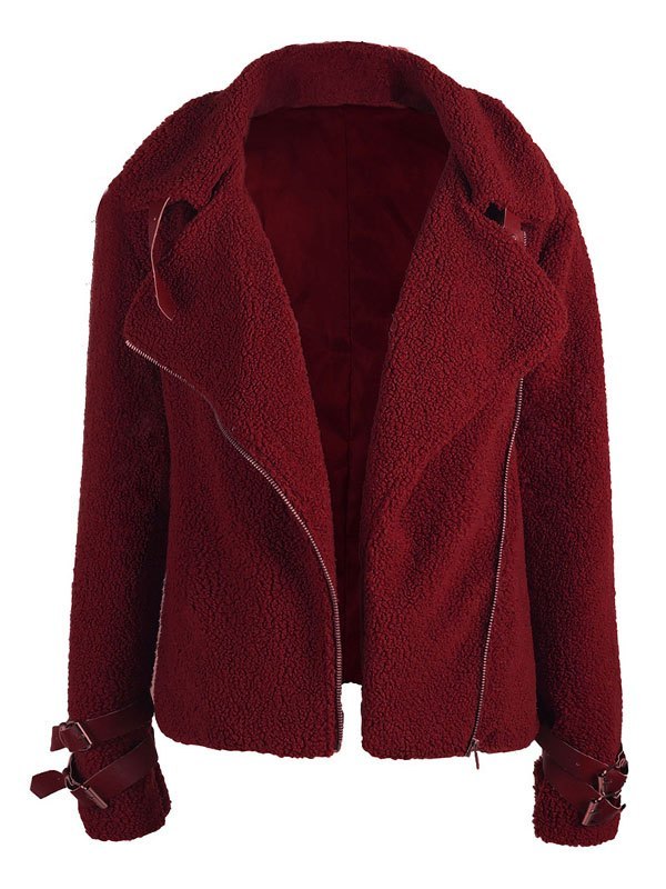 EMMIOL Chaqueta biker de felpa Teddy