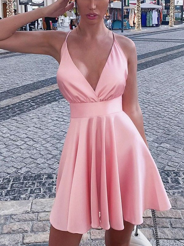 open lace back dress Office Party Mini Dress