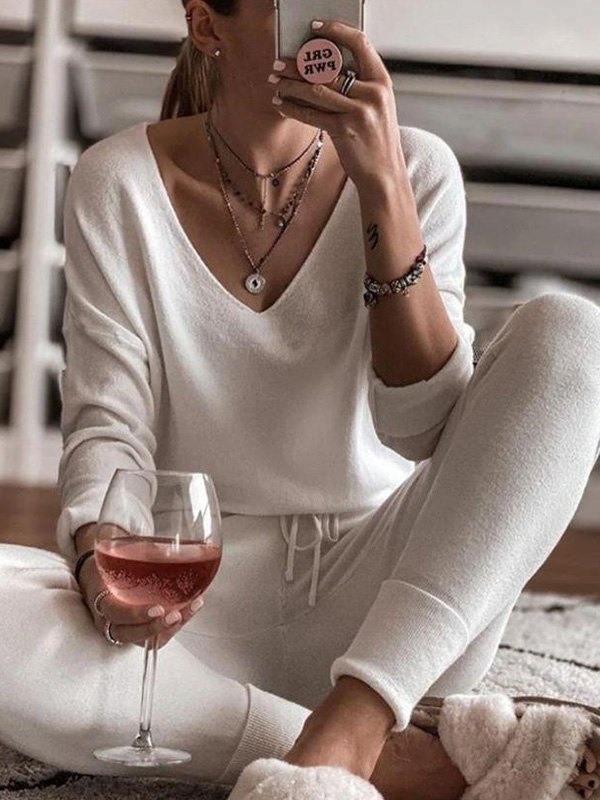 EMMIOL Conjunto de salón Homewear de punto