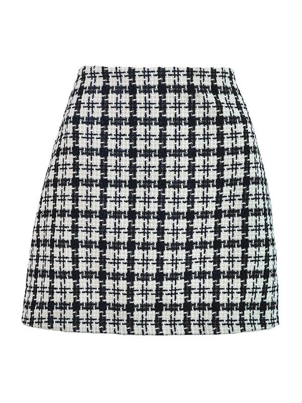 EMMIOL Vintage High Waist Tweed Mini Skirt