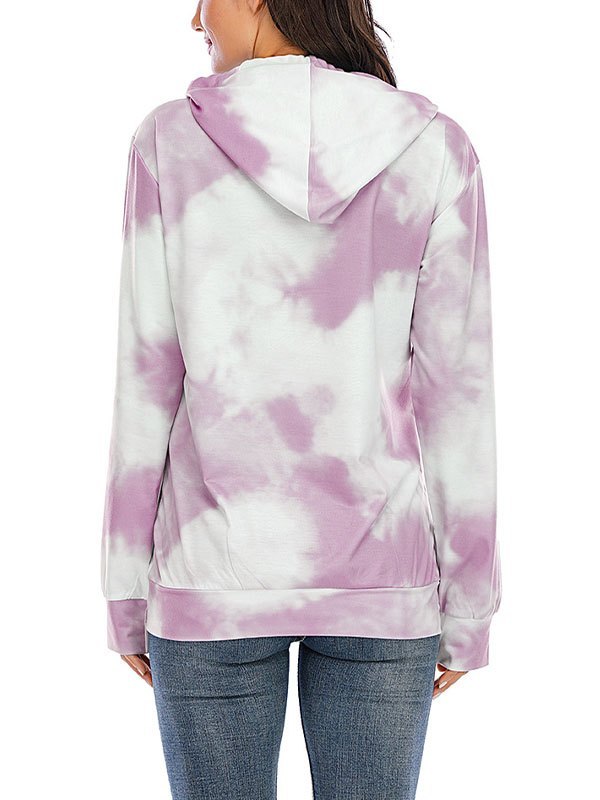 Felpa Con Cappuccio Tie Dye Donna HVEPUO - Larga E Comoda, Design Sfumato - Foto 10