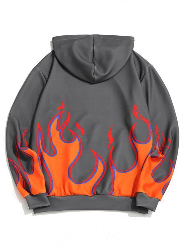 EMMIOL Sudadera con capucha con estampado de llamas para hombre