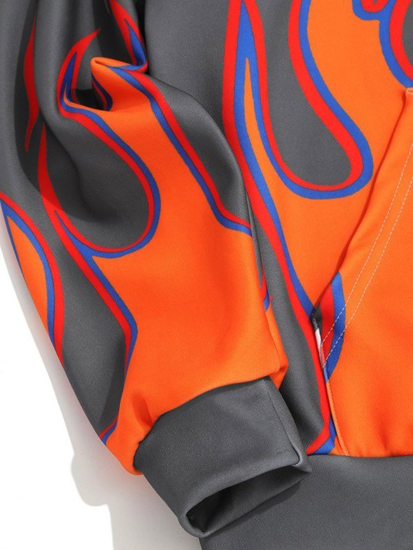 EMMIOL Sudadera con capucha con estampado de llamas para hombre
