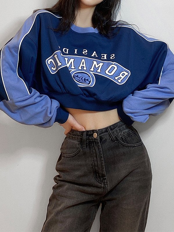 Emmiol Spedizione gratuita 2025 Felpa corta Seaside Romantic Blu L