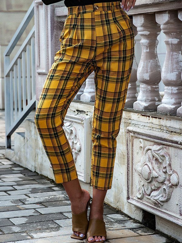 EMMIOL Vintage Plaid Straight Pants