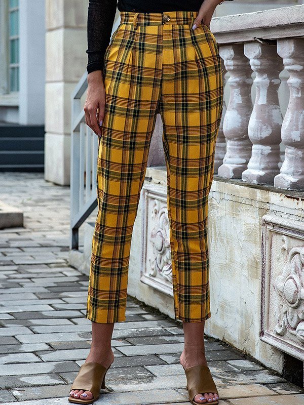 EMMIOL Vintage Plaid Straight Pants