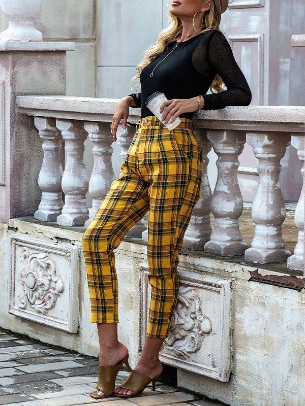 EMMIOL Vintage Plaid Straight Pants