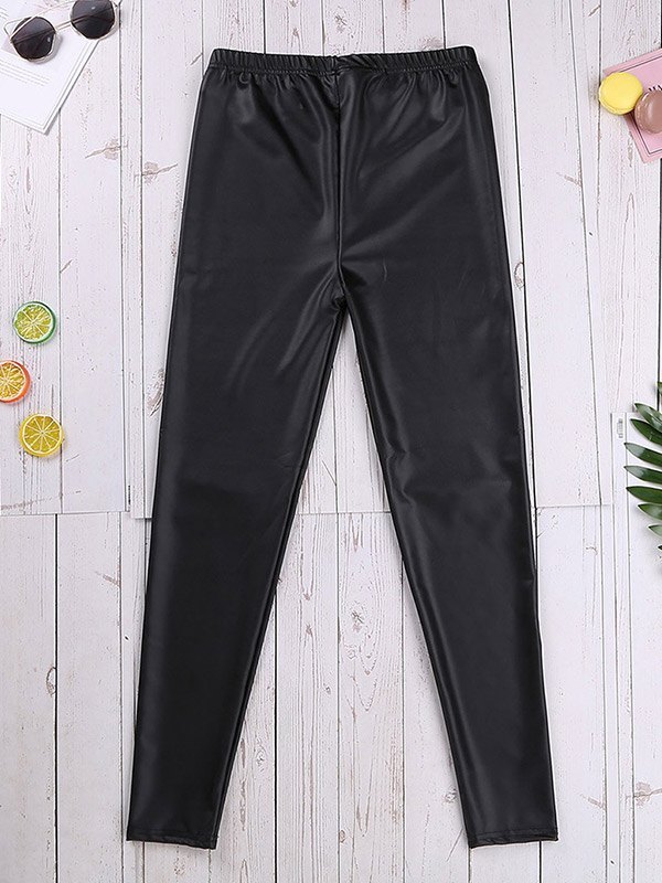 EMMIOL Leggings al ginocchio strappati in pelle pu