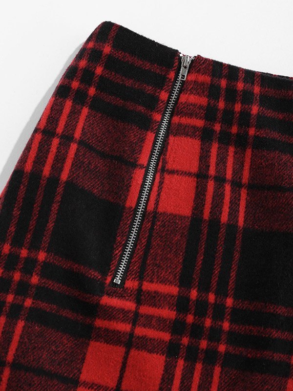 EMMIOL Minigonna scozzese con design a doppia zip
