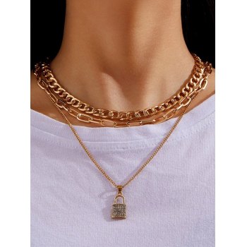 Collana con ciondolo a forma di lucchetto e chiave a forma di cuore in oro giallo 14 carati - Italia