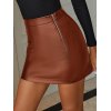EMMIOL Pu Leather Zipper High Waist Mini Skirt