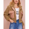 EMMIOL Chaqueta corta de felpa con bolsillo de cuero Pu