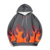 EMMIOL Sudadera con capucha con estampado de llamas para hombre