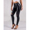 EMMIOL Leggings al ginocchio strappati in pelle pu