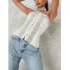 EMMIOL Bustier corsé con cordones y panel satinado brillante