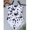 EMMIOL Cow Print Lace-up Strap One-Piece Swimsuit