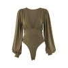 EMMIOL Body con scollo profondo a maniche lunghe